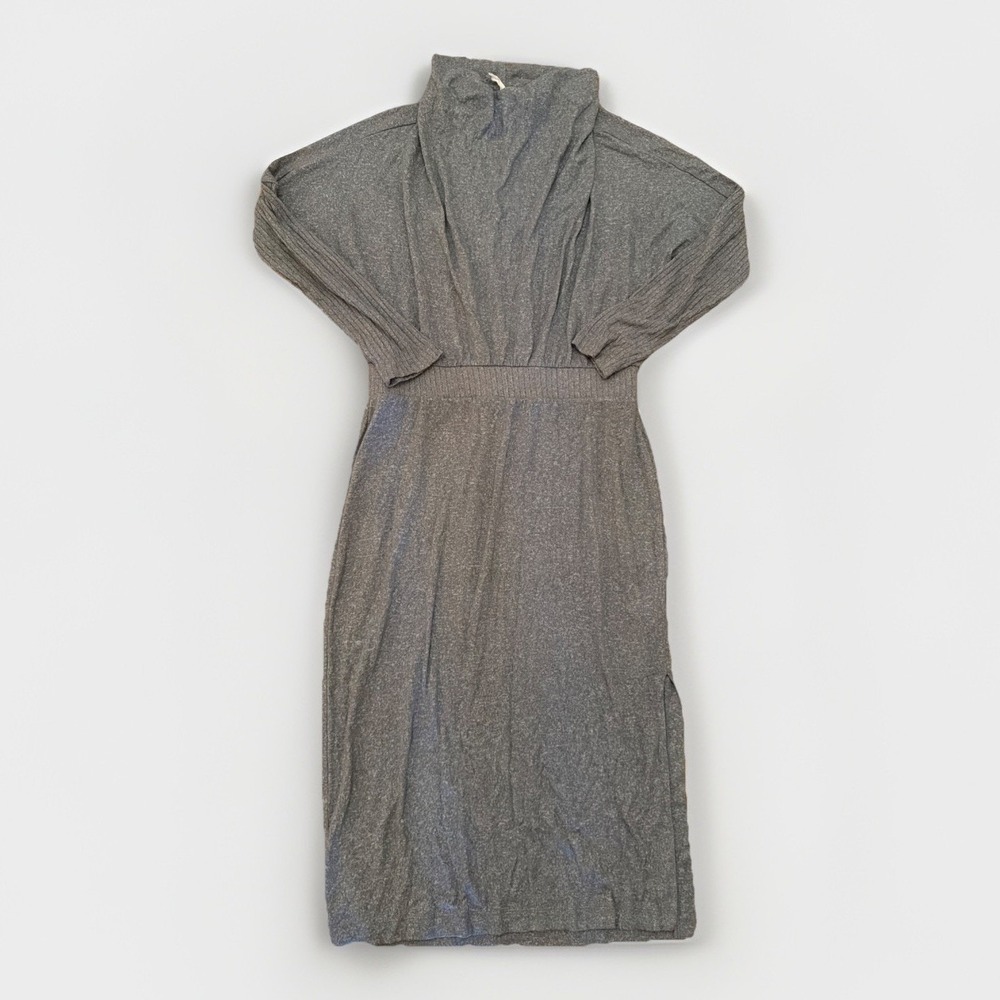 Anthropologie Daily Practice Arabella Drapey Midi Dress Grey Size Large Slit